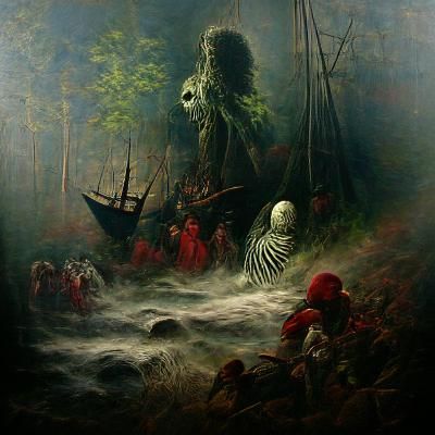 Dark Forest Scene Inspired by Doré and Rutkowski