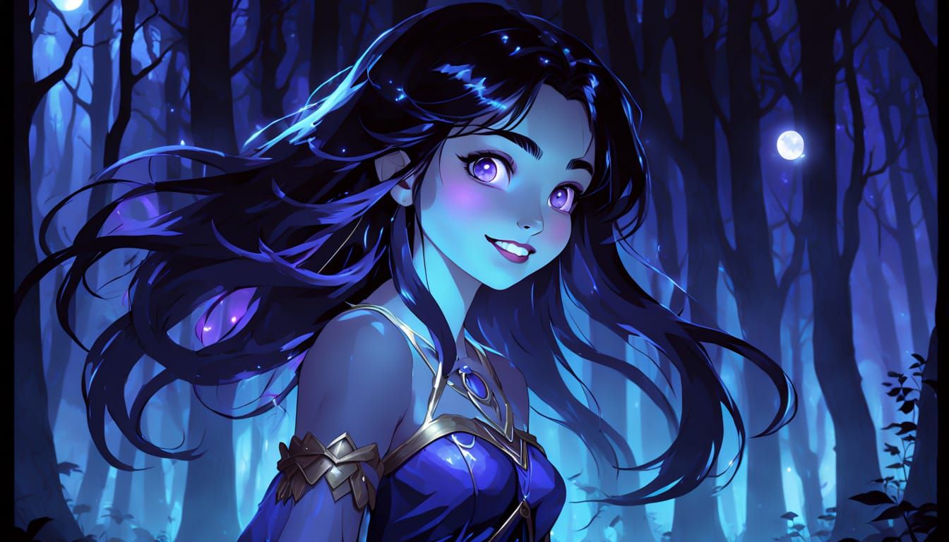 Mystical Goddess Emerges from Lunar Glow