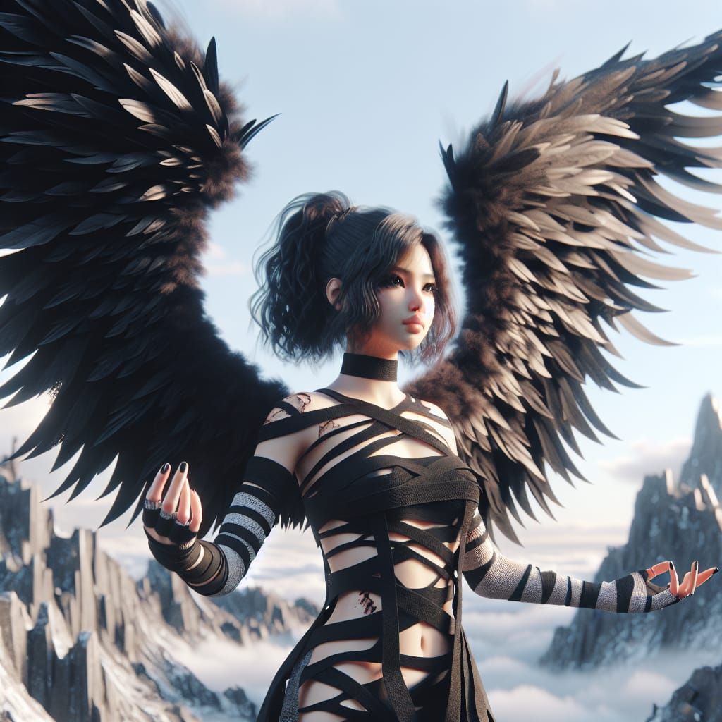 Fallen Angel on Apocalyptic Peak in 8K