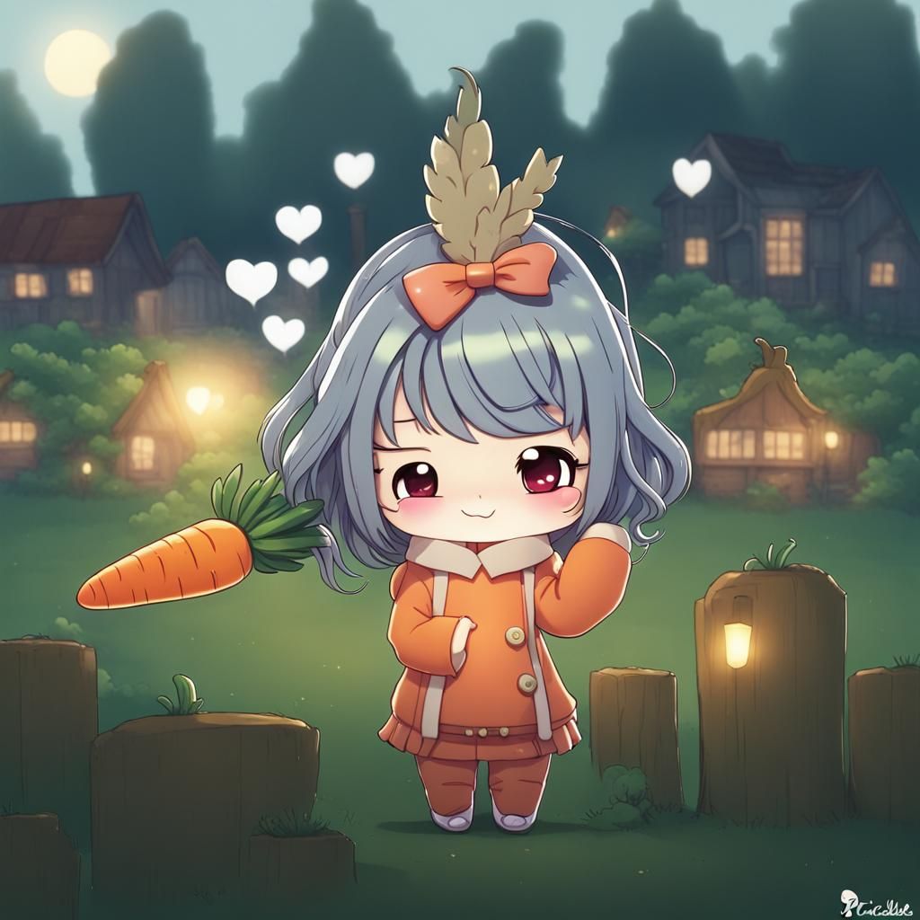 Chibi Carrot in Love: Anime-Inspired Art