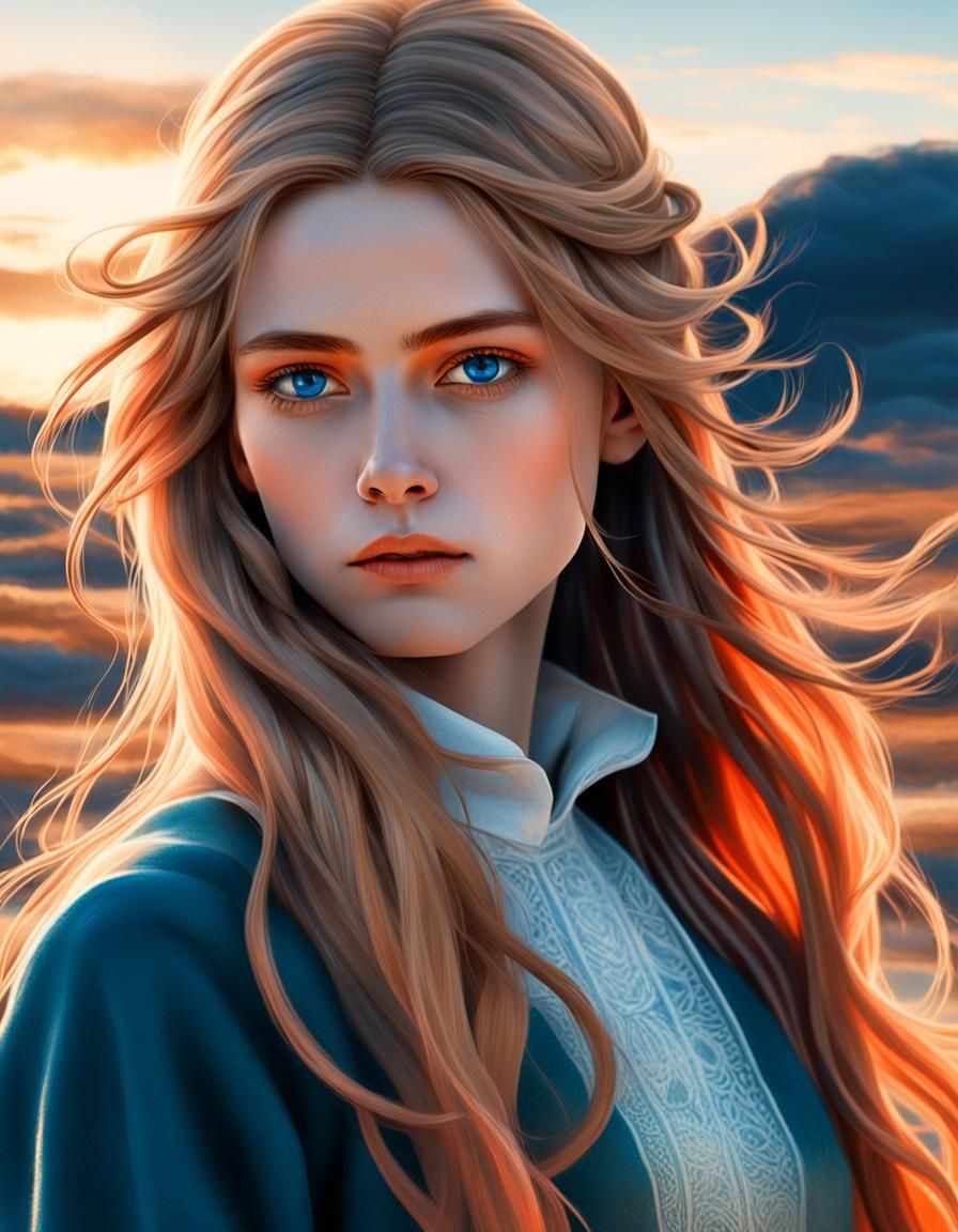 Surreal Woman Gazing at Sahara Desert in Expressionist Style