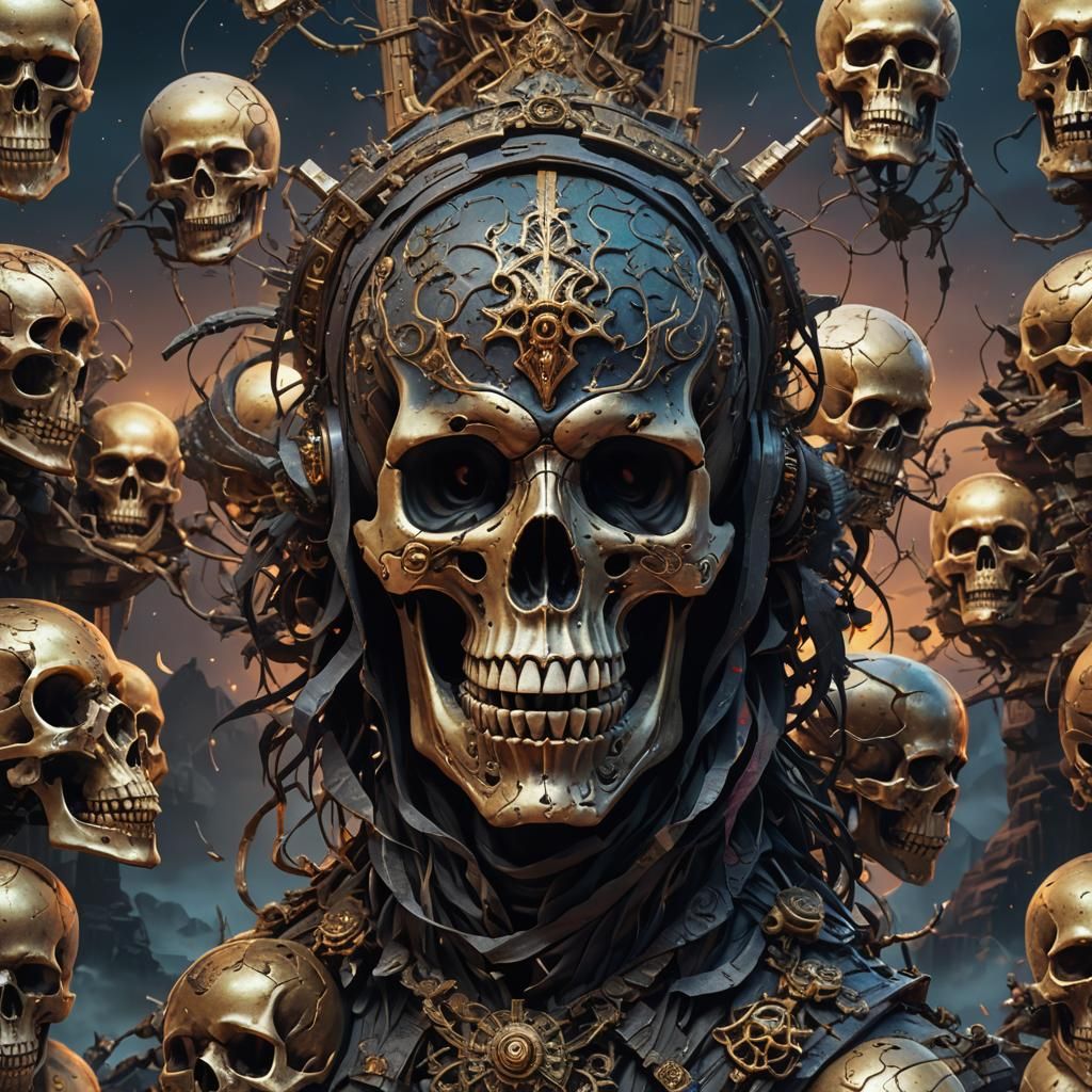 Apocalyptic Skull Head: Detailed Matte Painting