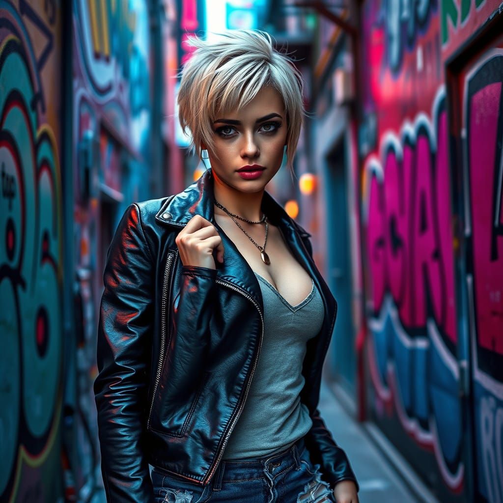 Shadows clung to the graffiti-scarred walls, tall shapes lea...