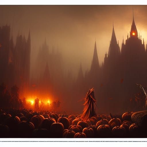 Pumpkin Knight in Dark Fantasy Style