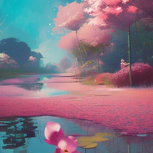 Japanese Landscape in Avatar Quilling Art Style