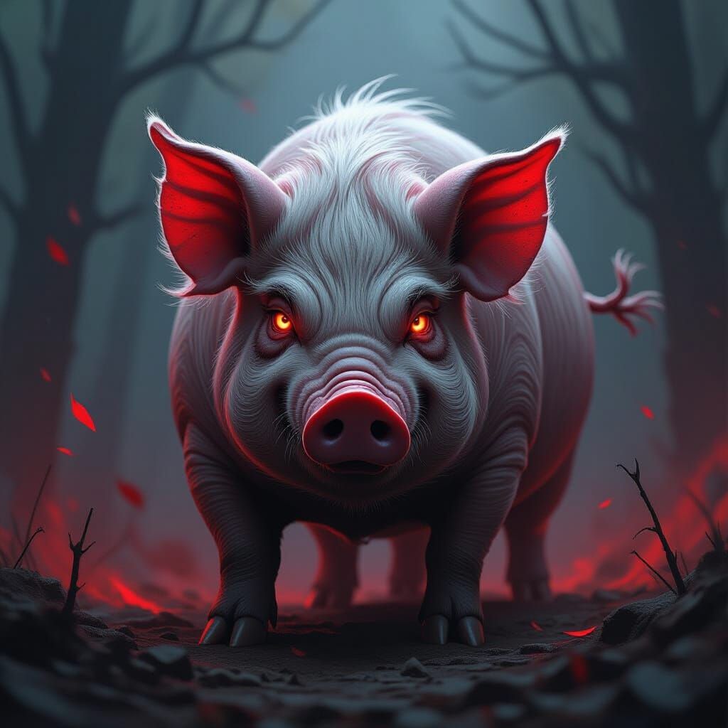 Sinister Pig in Dark Fantasy Style