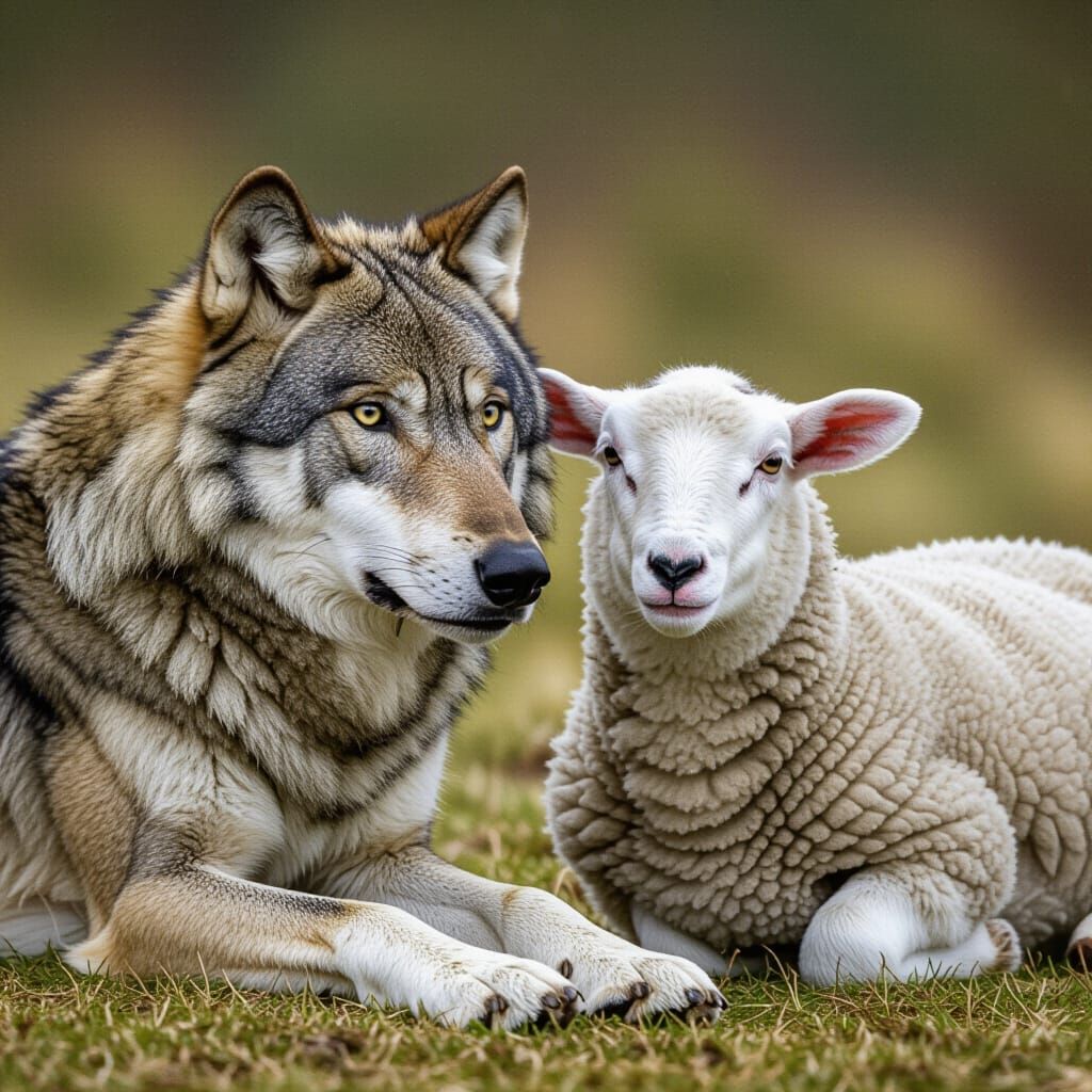 Unlikely Friends: Wolf and Sheep in Harmony