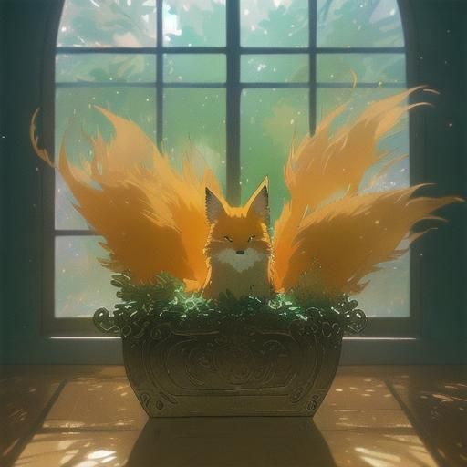 Mini Fox in Ornate Box, Anime Style