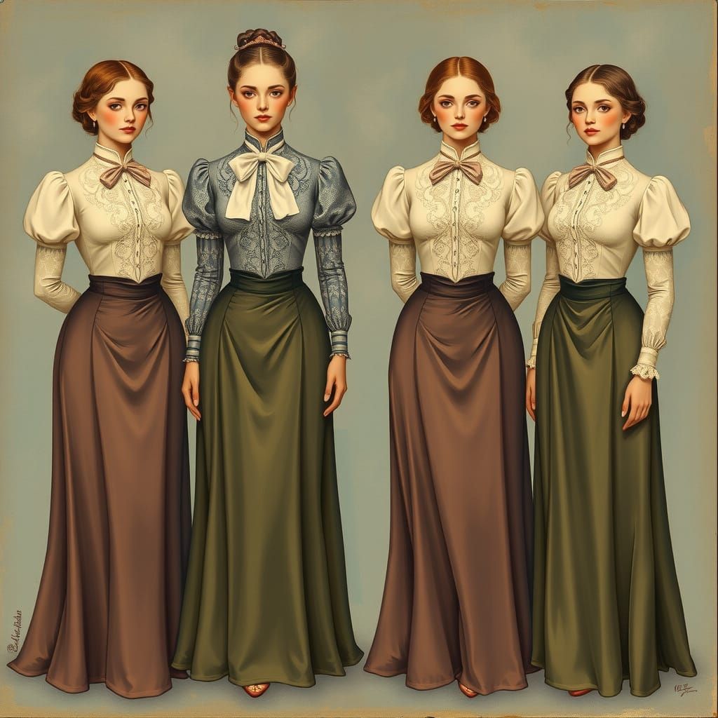 Elegant Ladies in Victorian-Inspired Attire