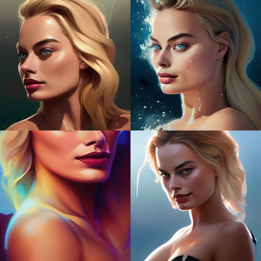 Bikini Portrait in Hyperdetailed Splash Art Style