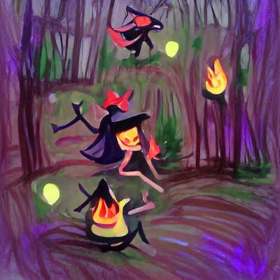 Witches Coven Gathering Under Moonlight