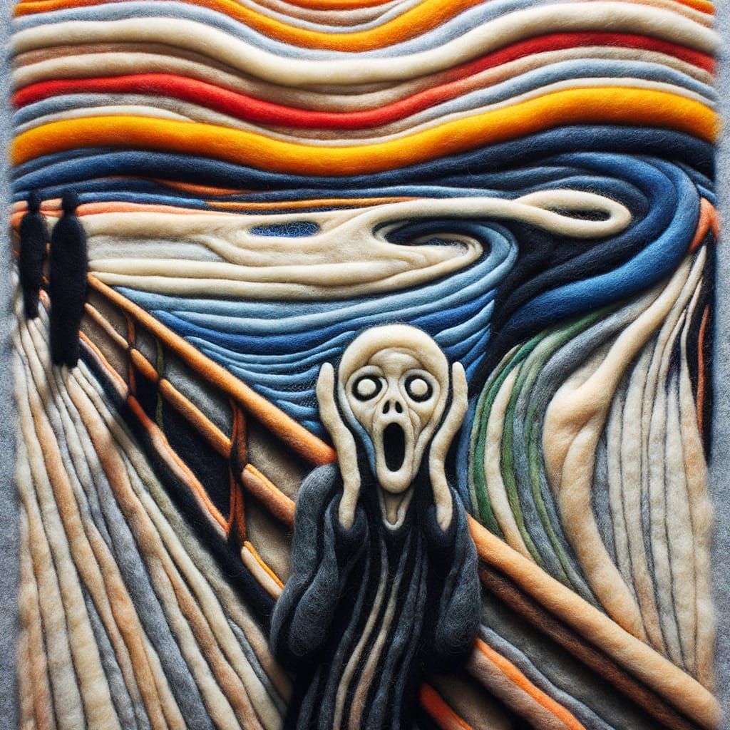 Felt 'The Scream' with Swirling Sky