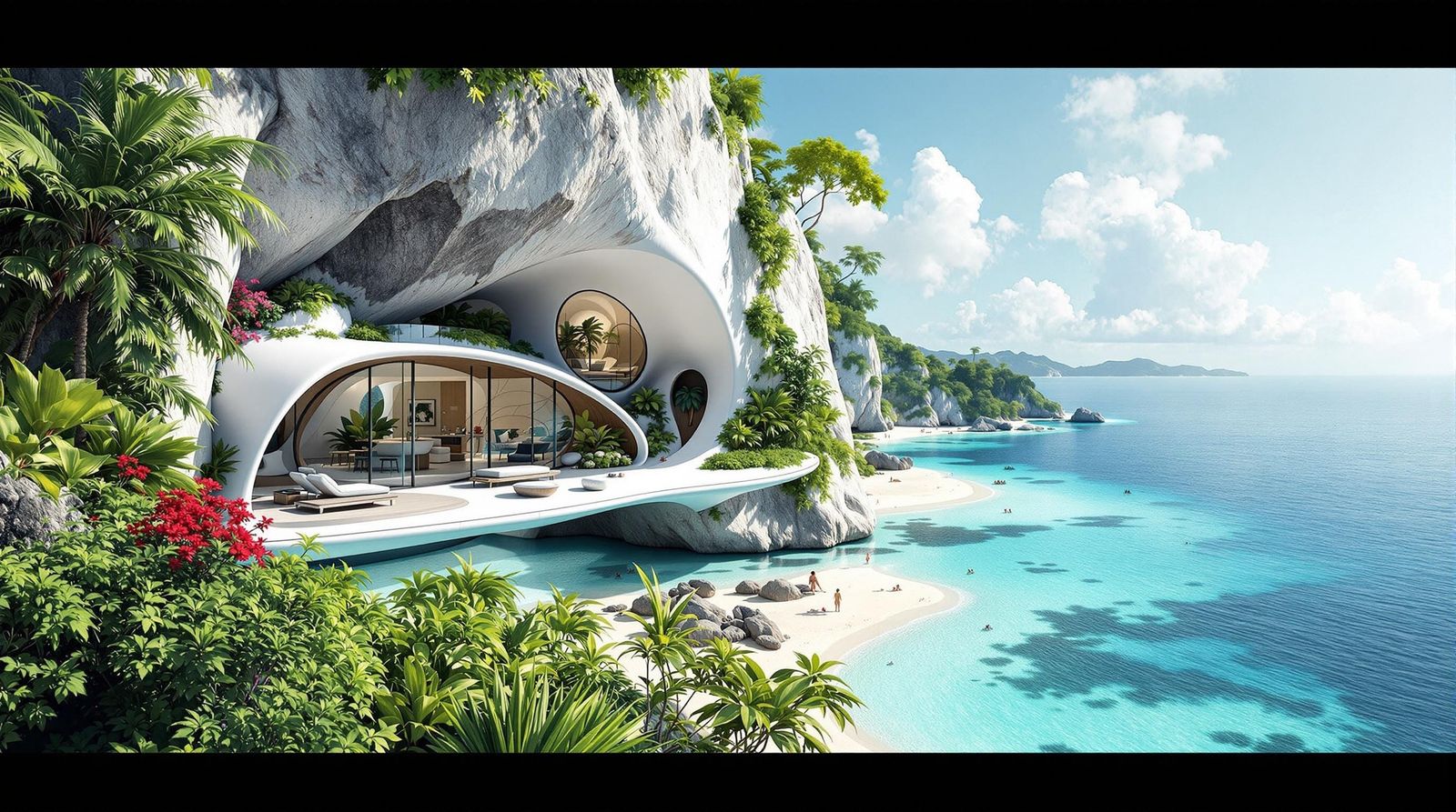 Futuristic Island Dwelling Overlooking Pristine Lagoon
