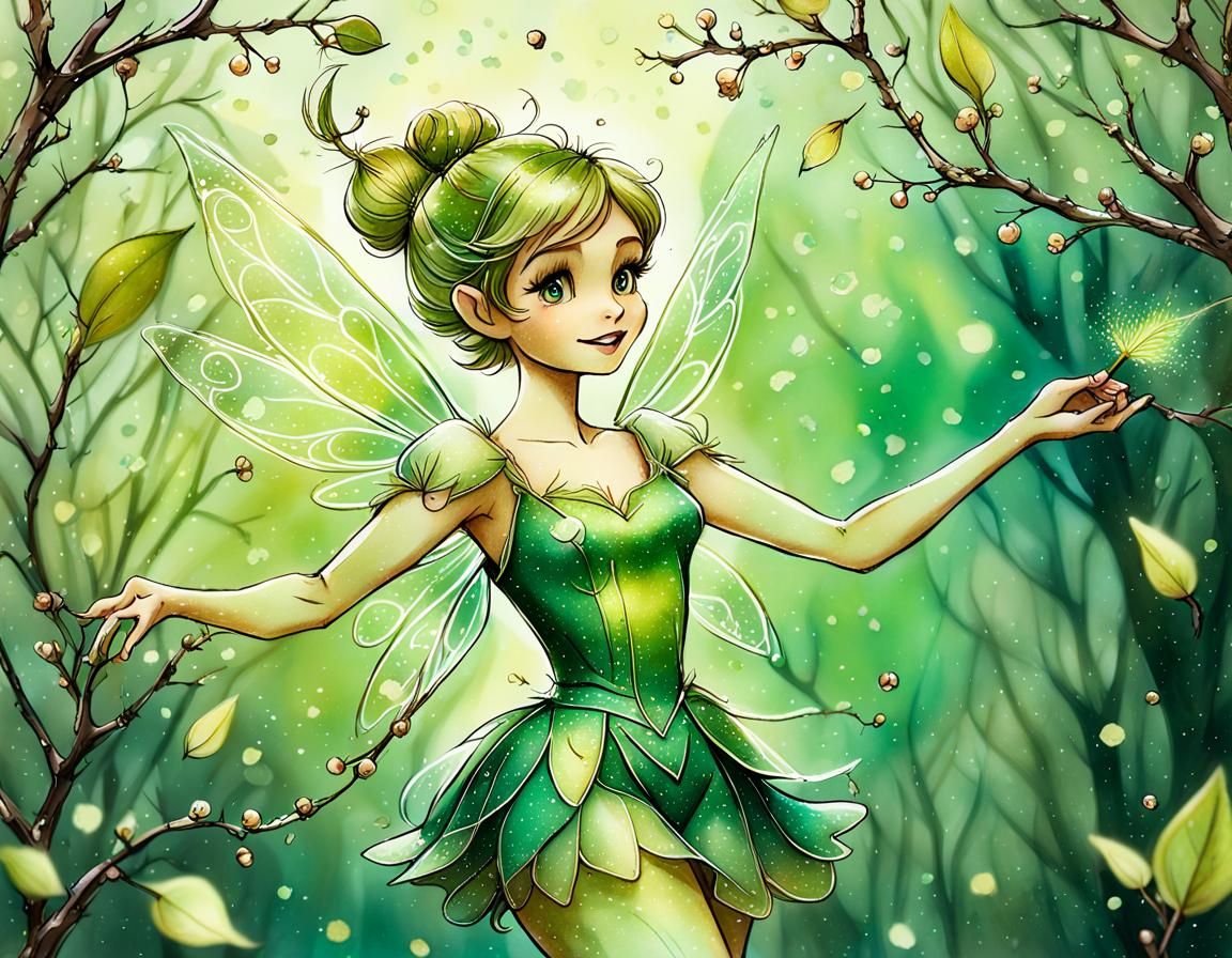 Enchanting Fairy Brings Spring, Vintage Illustration