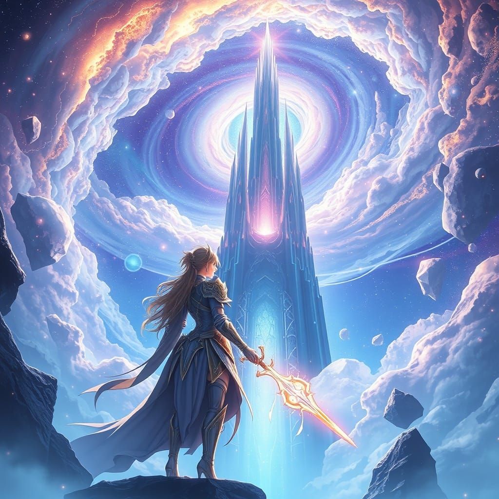 Celestial Knight Guards Crystal City in Nebula