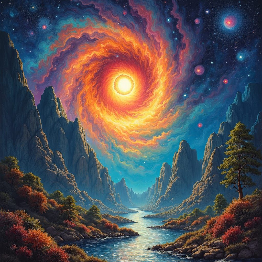 Cosmic Landscape: A Holographic Astral Illustration