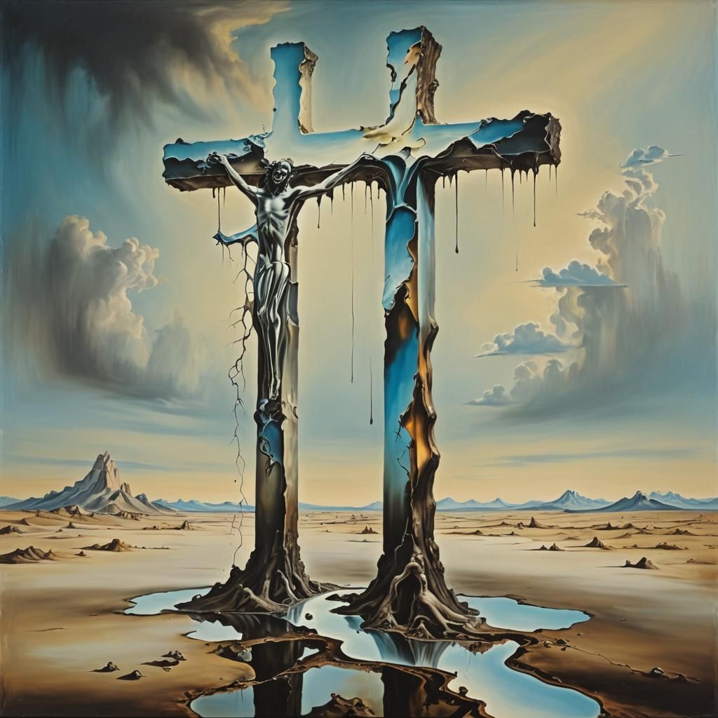 Surreal Melting Cross Inspired by Salvador Dali