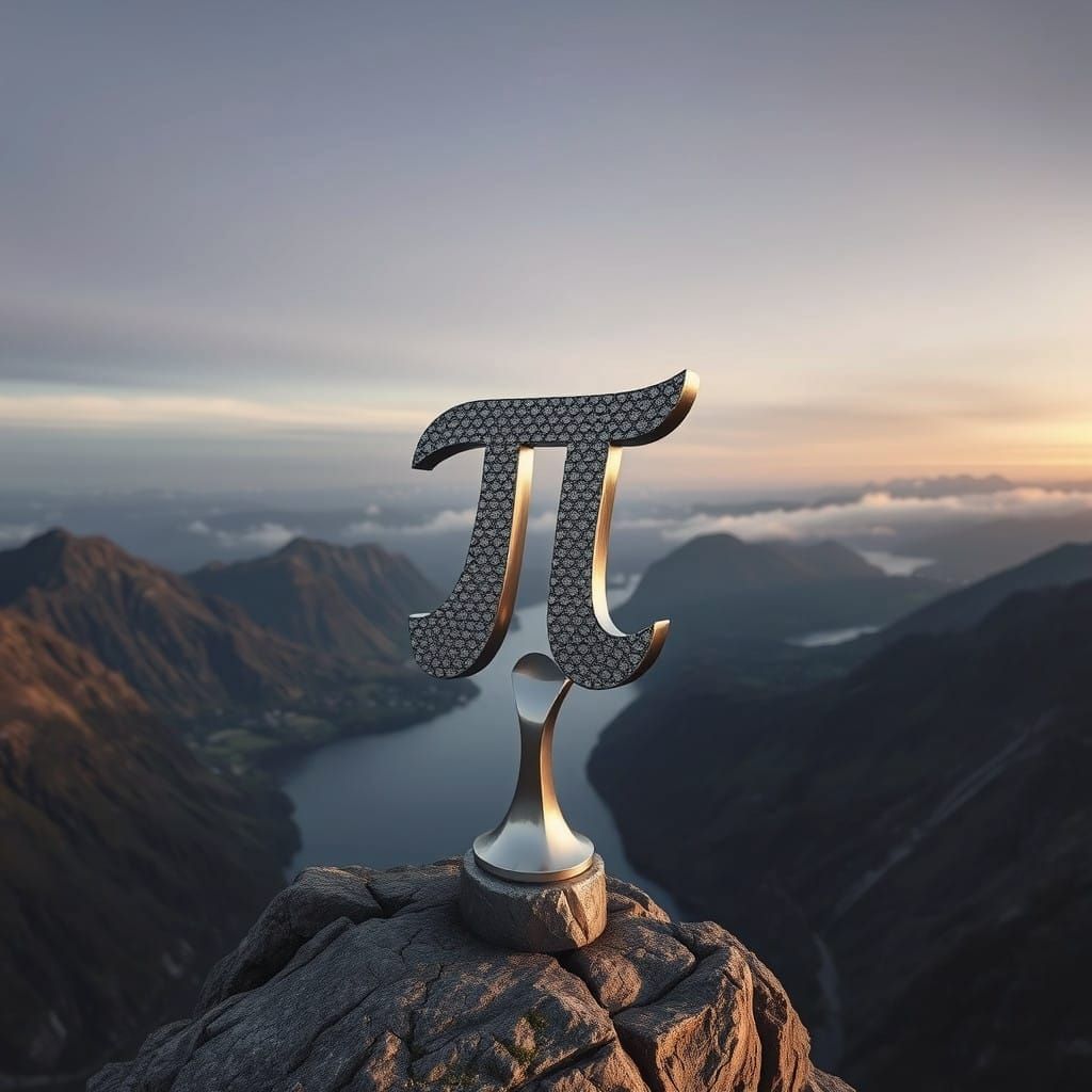 Silver Pi Statue Amidst Norwegian Cliffs