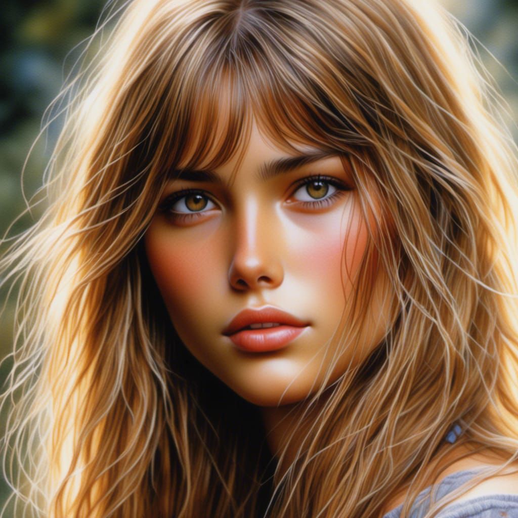 Hyperrealistic Watercolor Portrait of a Beautiful Woman