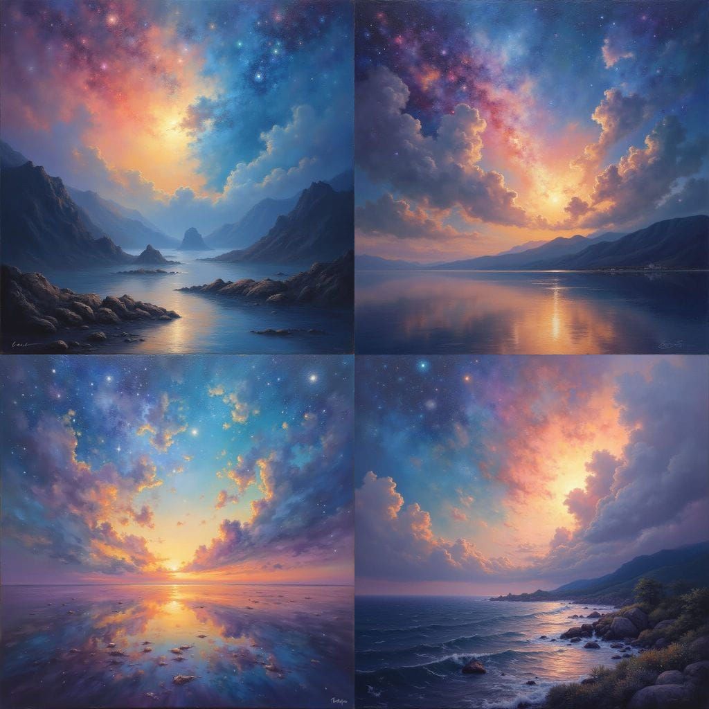 Dreamy Night Sky in Vibrant Oil Colors