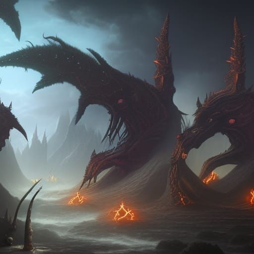 Fantastical Demons in Detailed Matte Painting