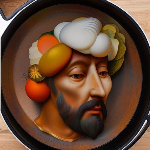 Giant with Frying Pan Hat, Holbein and Vrubel Style