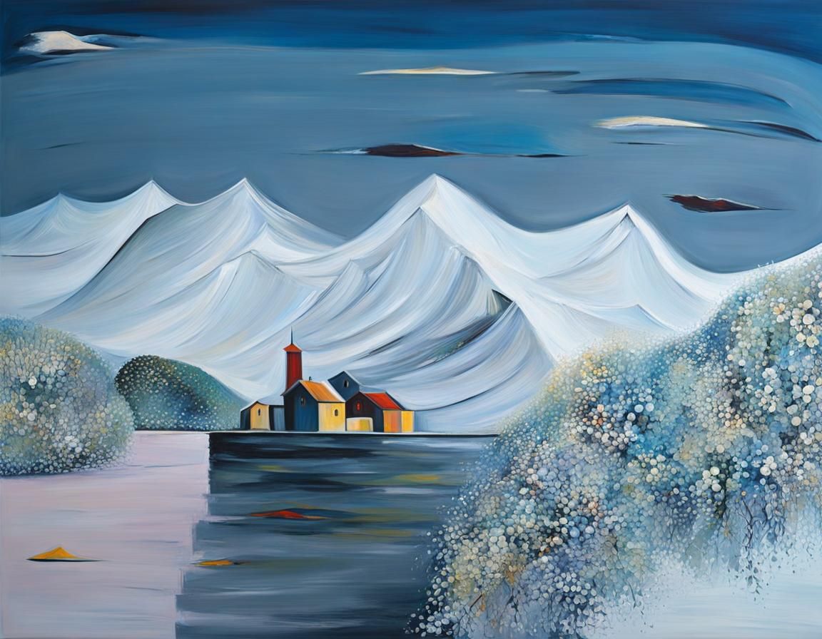 Abstract Painting with Thick Paint in Cubist Style