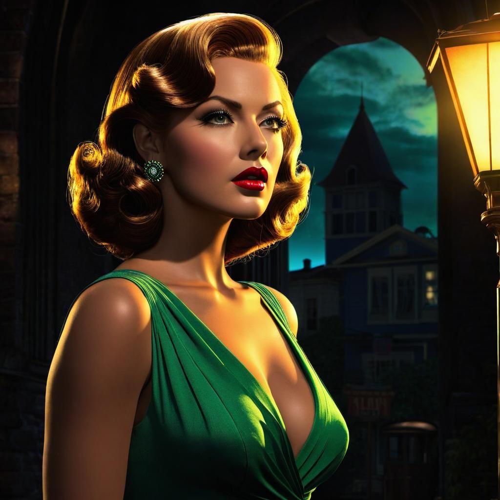 Beautiful Savage in Film Noir Style, Detailed HDR