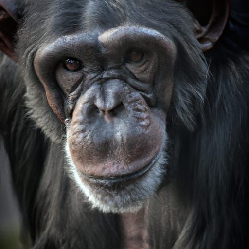 Hyperrealistic Chimpanzee Smirking in High Definition