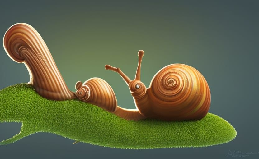 Charming Garden Snail in 3D Digital Art