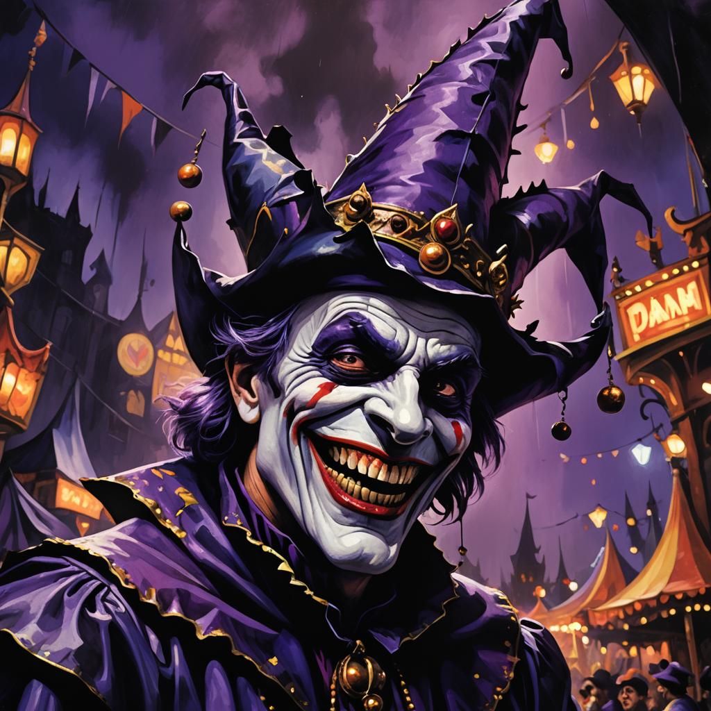 Sinister Jester in Dark Fantasy Carnival