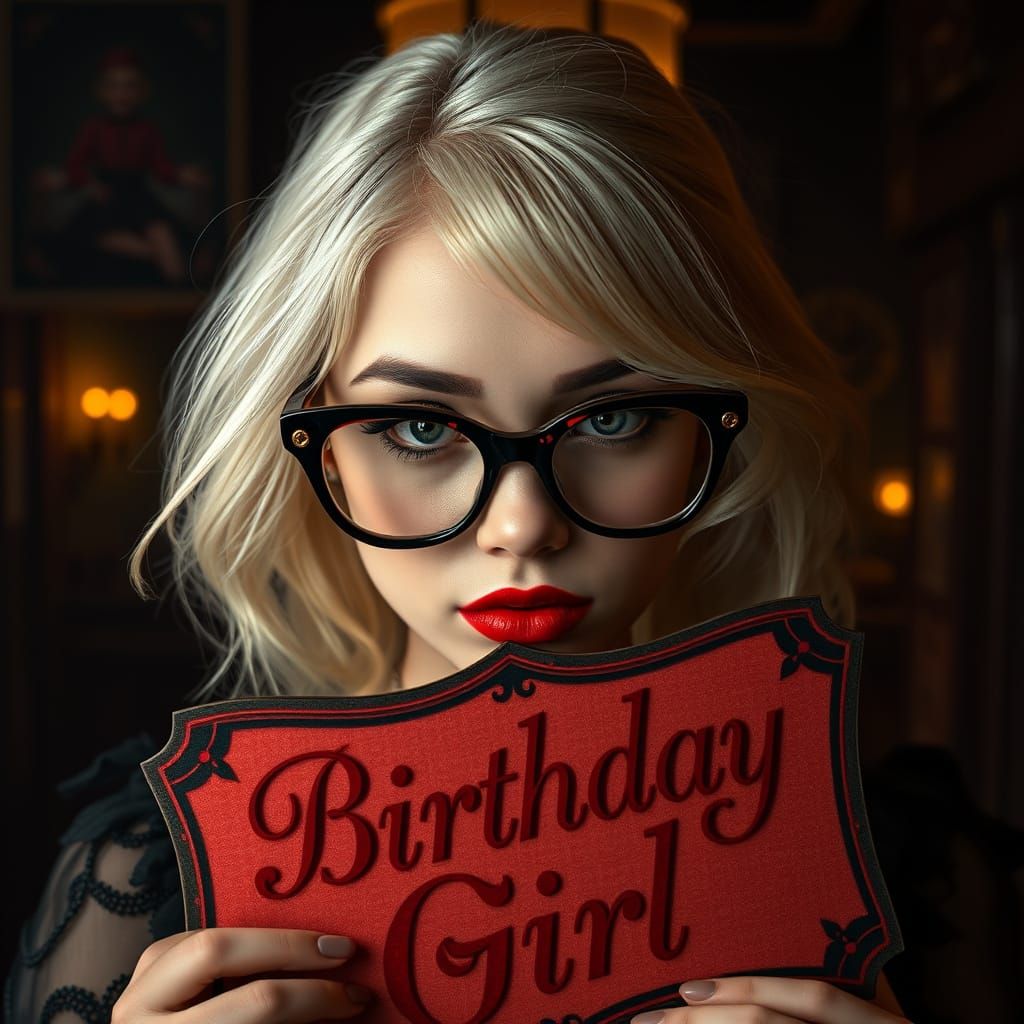 Gothic Birthday Girl in Moody, Cinematic Style
