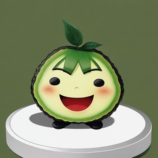 Smiling Chibi Avocado Character Illustration