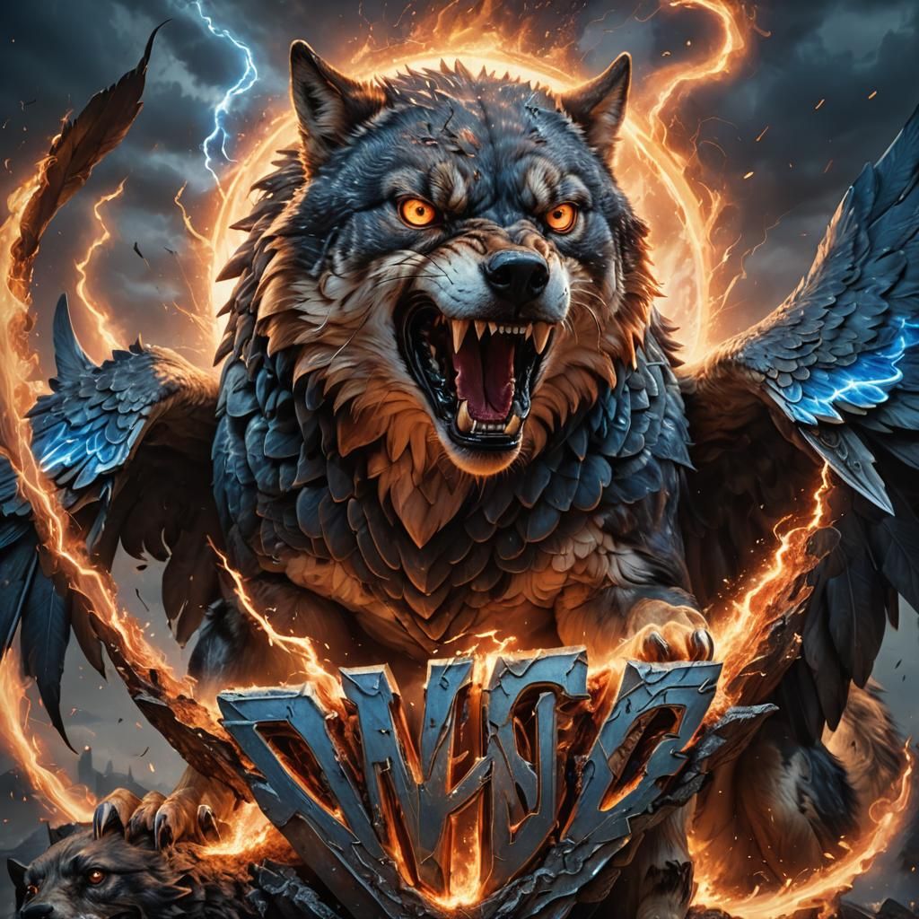 Falcon, Wolf, and Hellhound in Dramatic Digital Painting