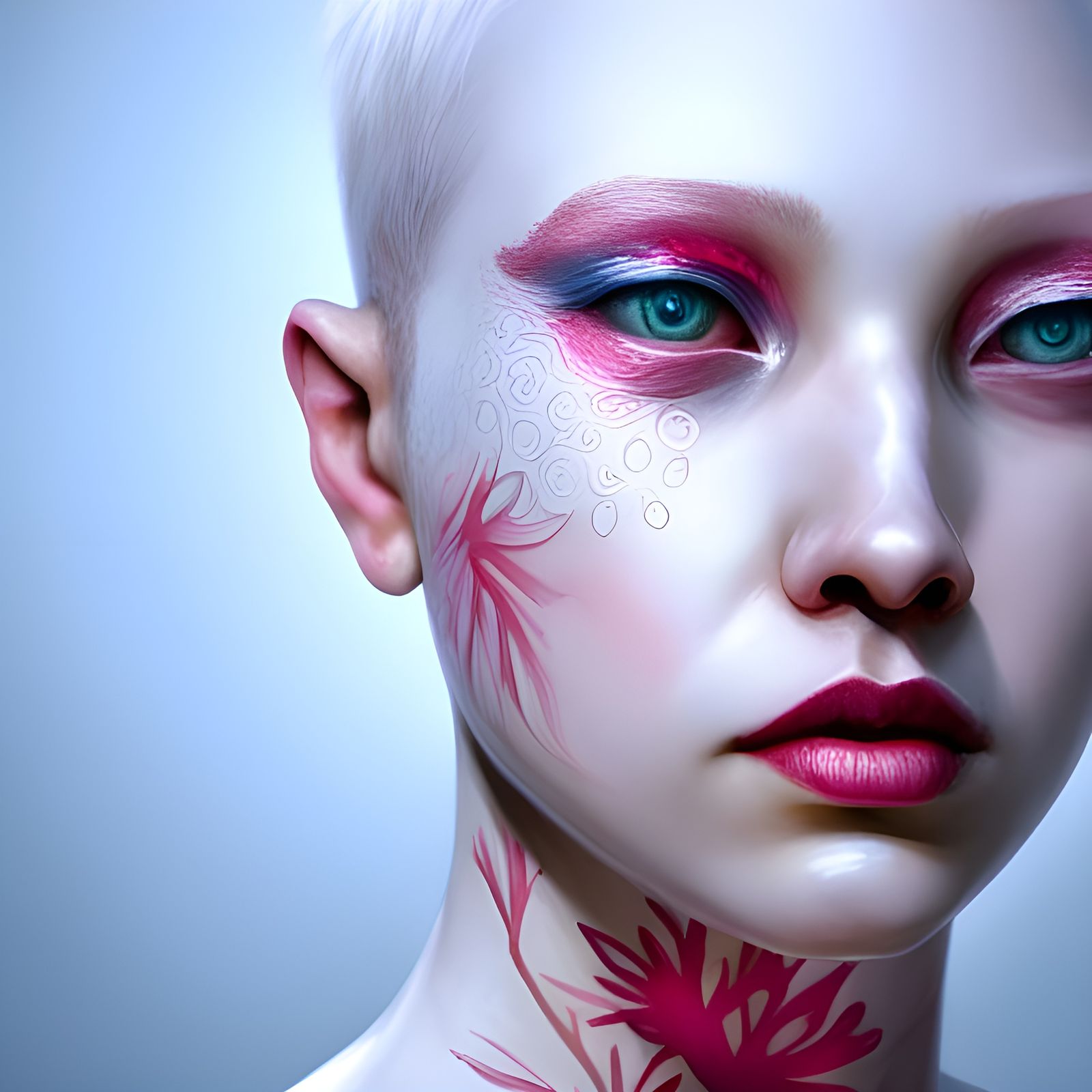 Cyborg with Blossoms in Japanese Style