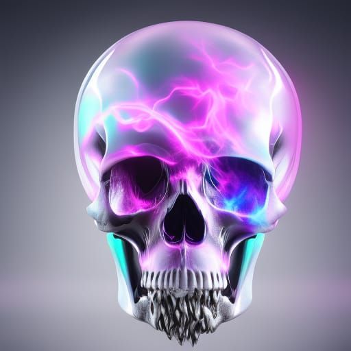 Glowing Vapor Skull in a Neon Psychedelic Style