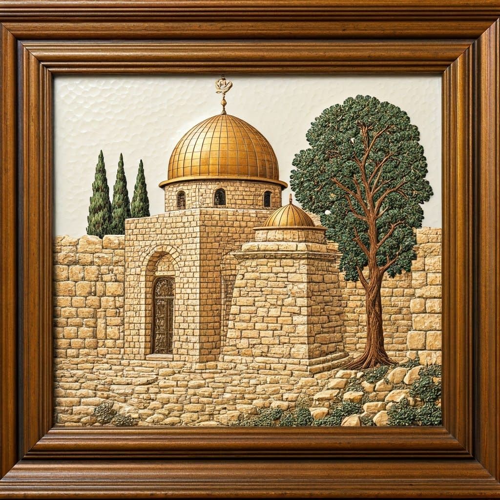 Traditional Jewish Tomb of Zion in a Delicate Copper Setting