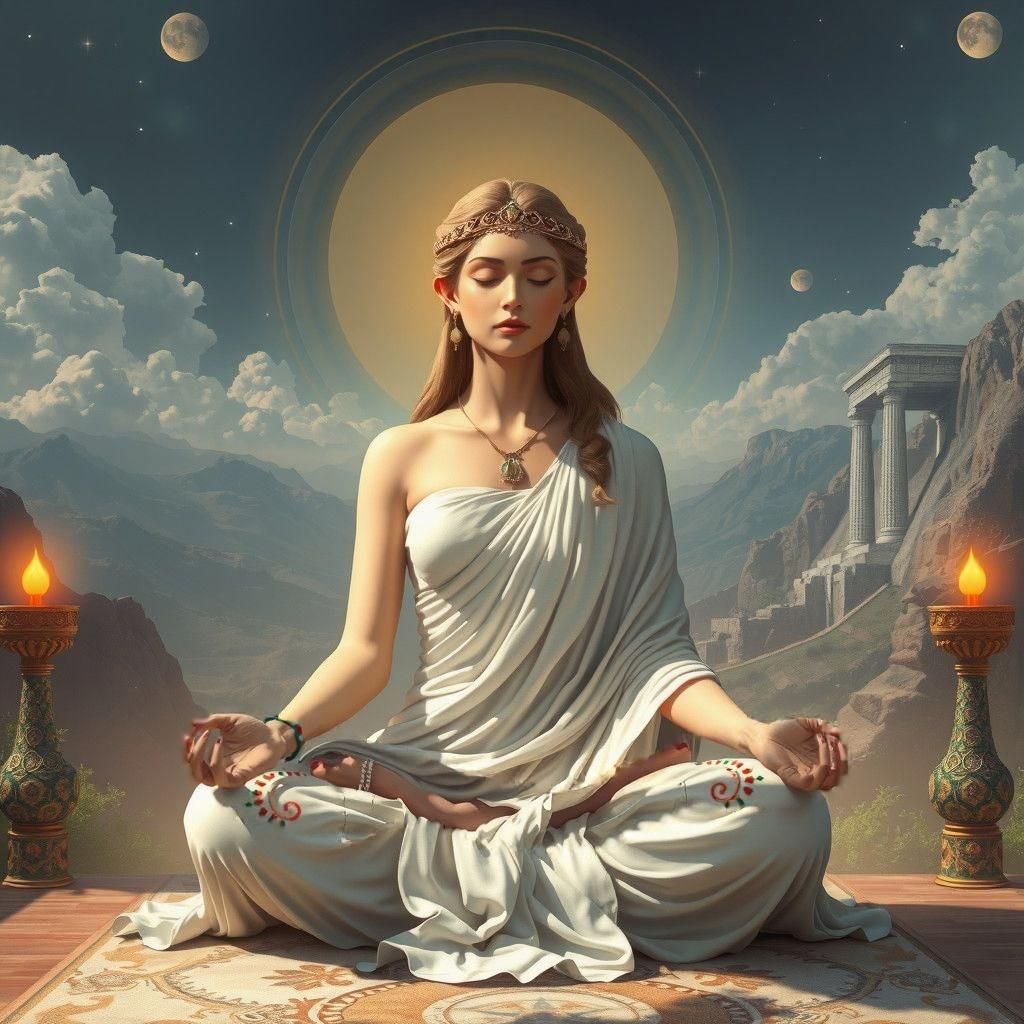 Greek Goddess Meditating: Fantasy Concept Art