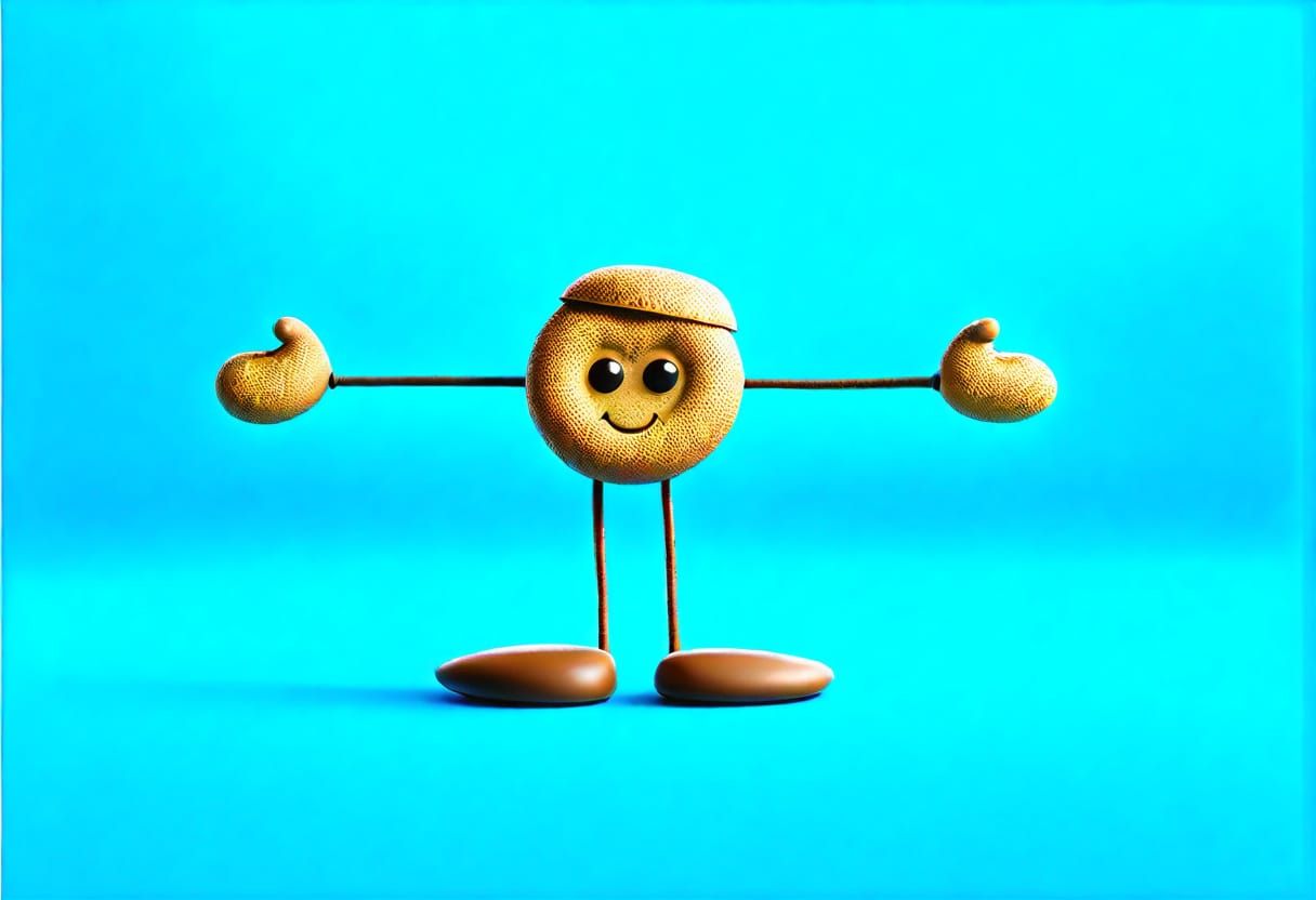 Whimsical Bagel Character in Warm, Golden Brown Tones