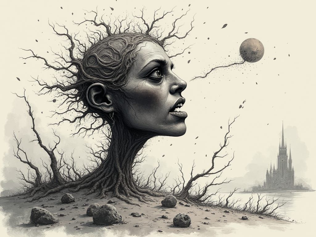 Surreal Abstract Sketch of Wild Imagination