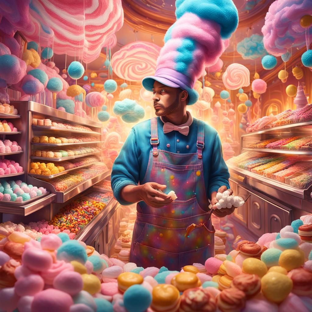 Dreamlike Confectionery Concept Art in Sweet Psychedelic Sty...