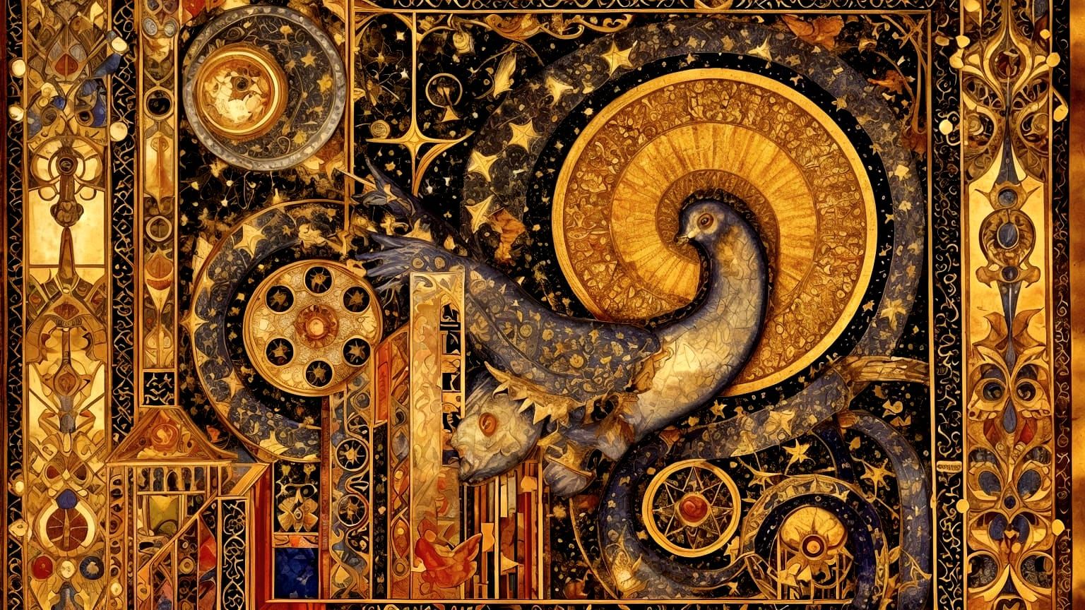 Medieval Illuminated Manuscript with Optical Illusions