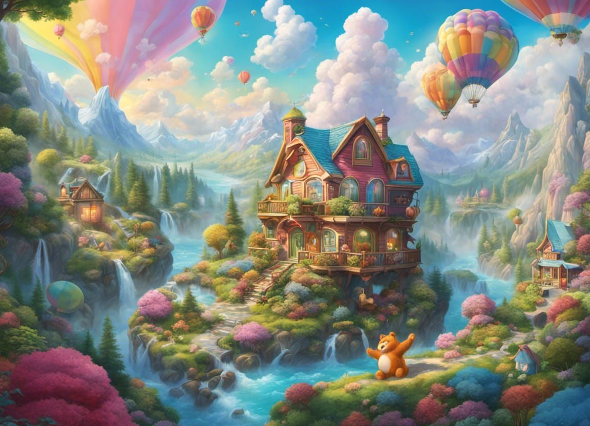 Care Bears' Care-a-lot in the Clouds: Digital Illustration