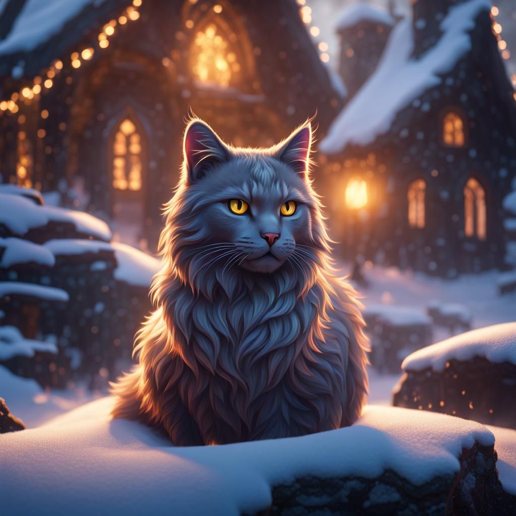 Winter Cat Concept Art in 8k Resolution