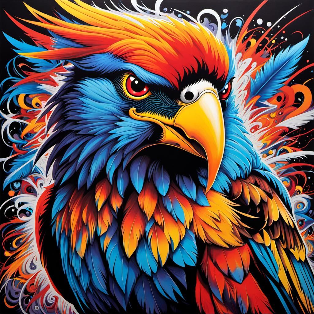 Electrifying Graffiti Art Portrait of Stymphalian Birds