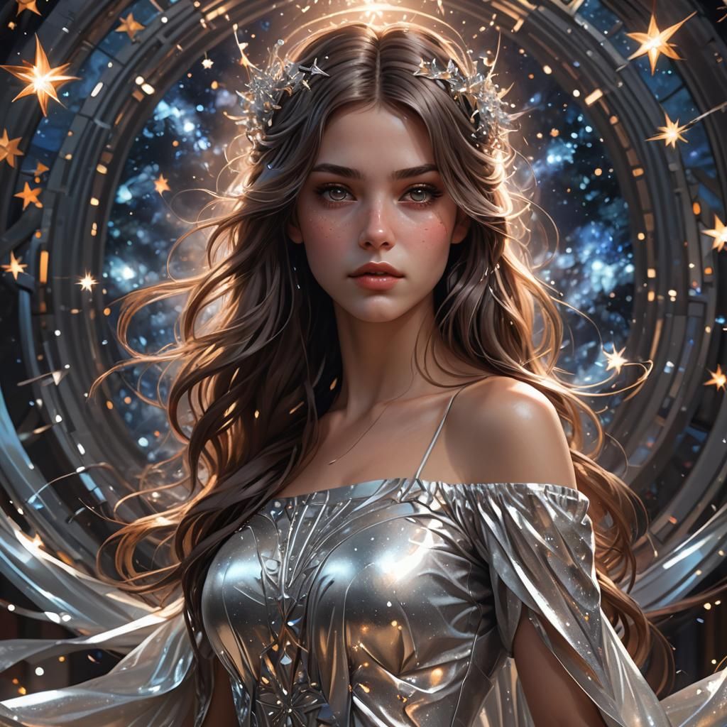 Girl with Starry Eyes, Detailed Digital Portrait