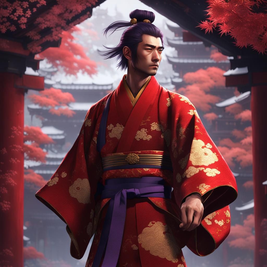 Japanese Shugenja of Air in Dark Fantasy Art