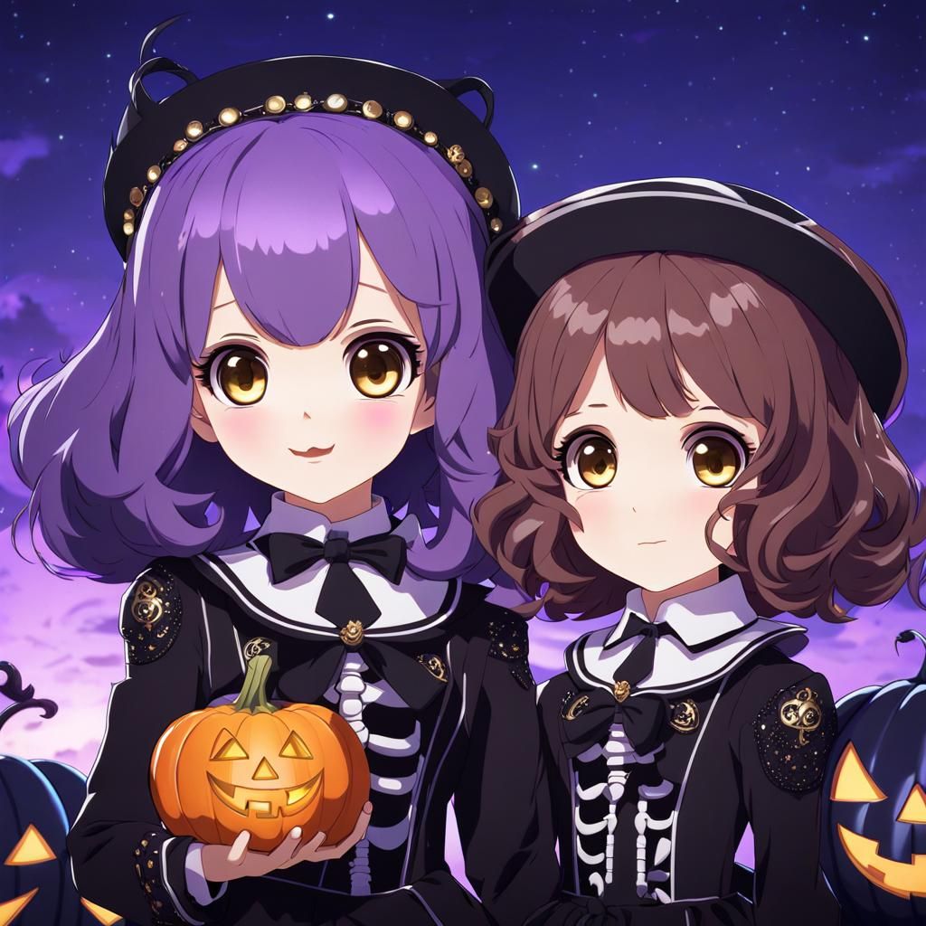 Halloween Girls Portrait in Anime Style