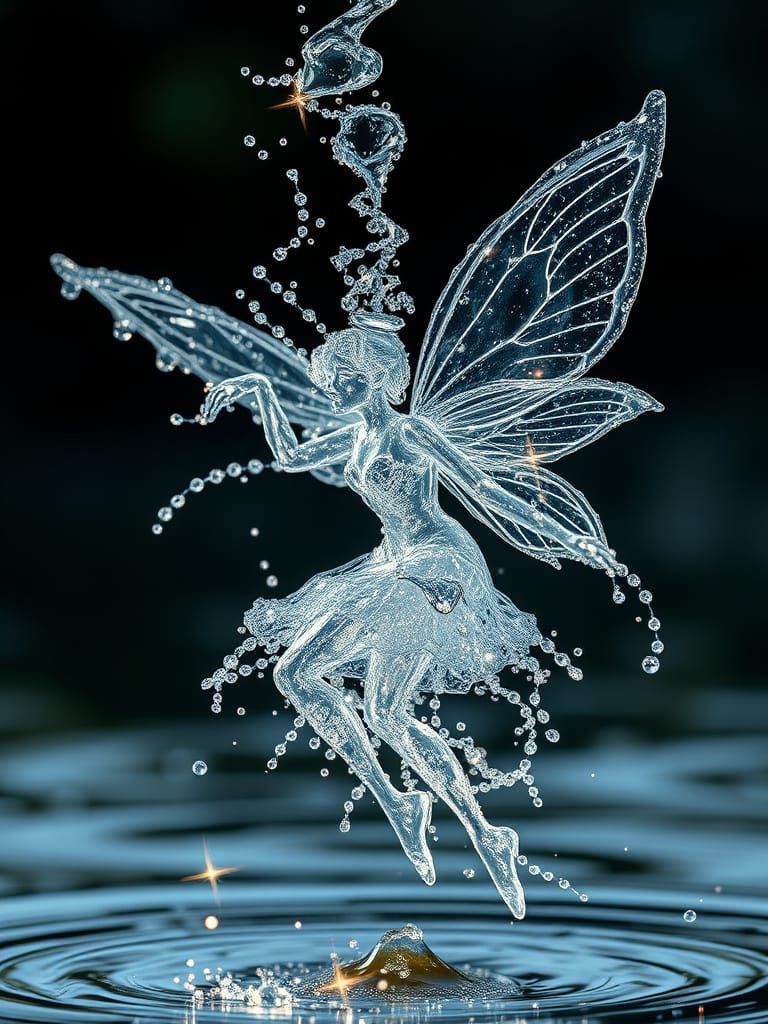 Ethereal Water Fairy in Crystal Droplets