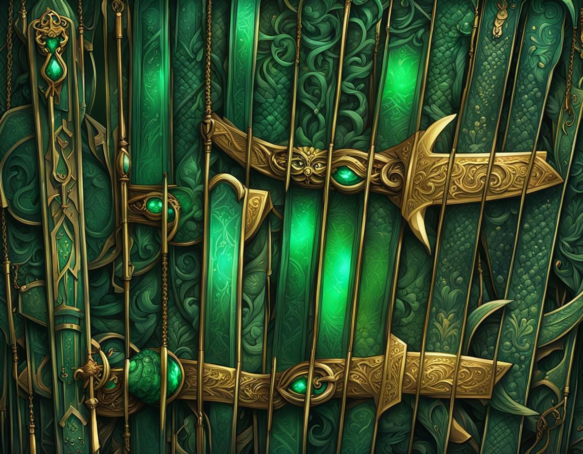 Emerald Knives in Eerie Dark Fantasy Concept Art